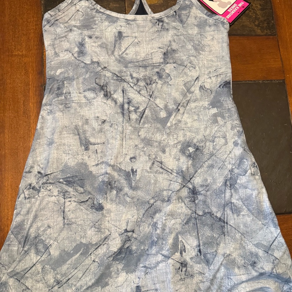Blue Tie-Dye Sleeveless exercise Dress